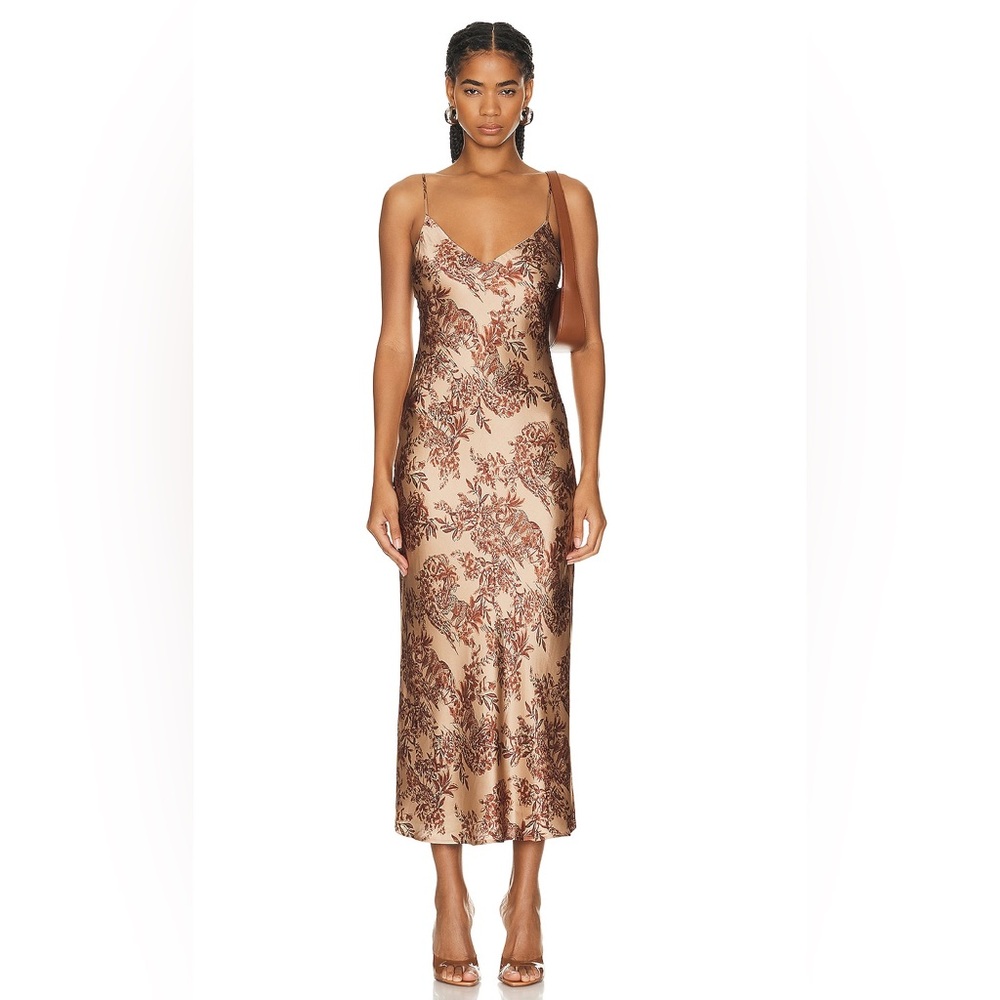 New with tag L’Agence Seridie midi length slip dress, macaroon Safari